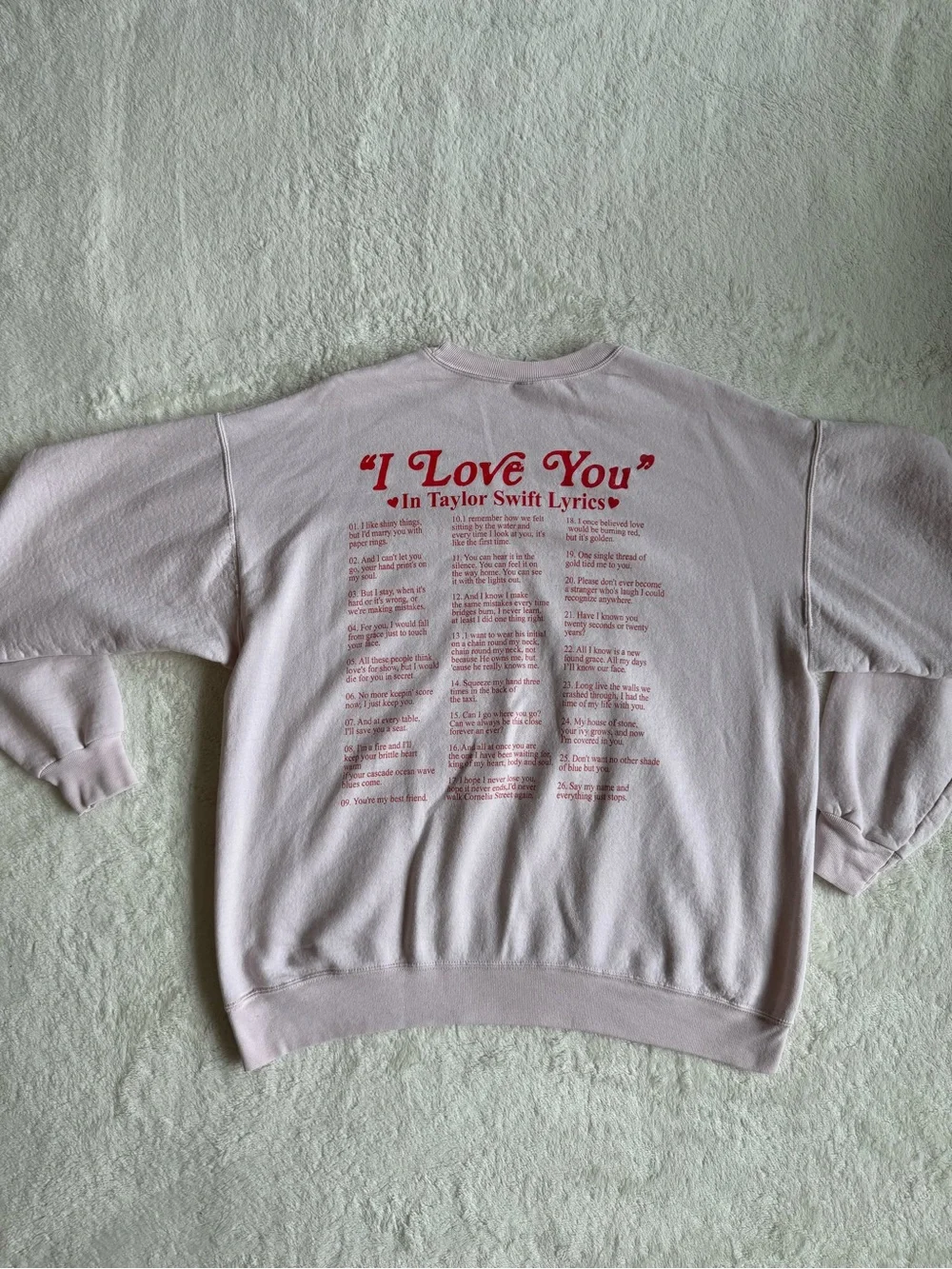 “I Love You” in Taylor Swift Lyrics Crewneck — Large